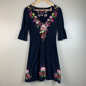 Johnny Was JW Black Embroidered flower dress  S